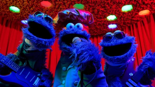 Cookie Monster starring in Sesame Street's Take a Bite music video parody of Bruno Mars.