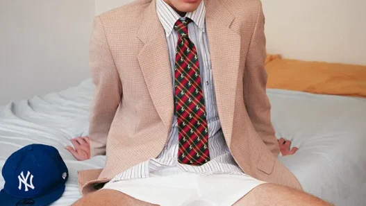 Ben Austin poses in a MMSCENE fashion editorial photographed by Pat Supsiri