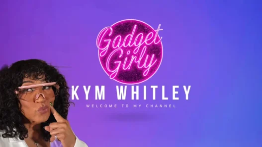 Kym Whitley holding the Owala FreeSip and Cirkul water bottles during Gadget Girly