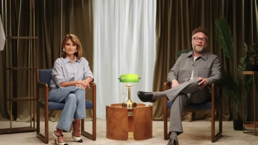 Seth Rogen and Penélope Cruz playing a movie locations memory game for Condé Nast Traveler