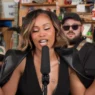 Eve performing with her full band during her NPR Music Tiny Desk Concert
