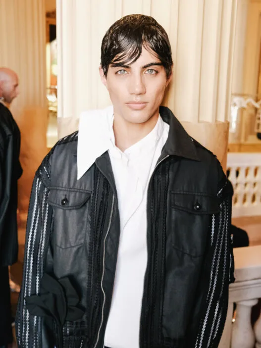 Feng Chen Wang Spring/Summer 2027 backstage moment photographed by Joonas S’Diri
