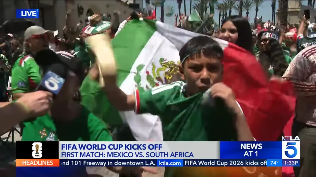 Team Mexico supporters celebrate the World Cup opening match at Plaza México in Lynwood