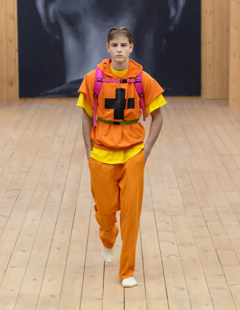 Gosha Rubchinskiy Summer 2027 Look 042 with streetwear-informed styling