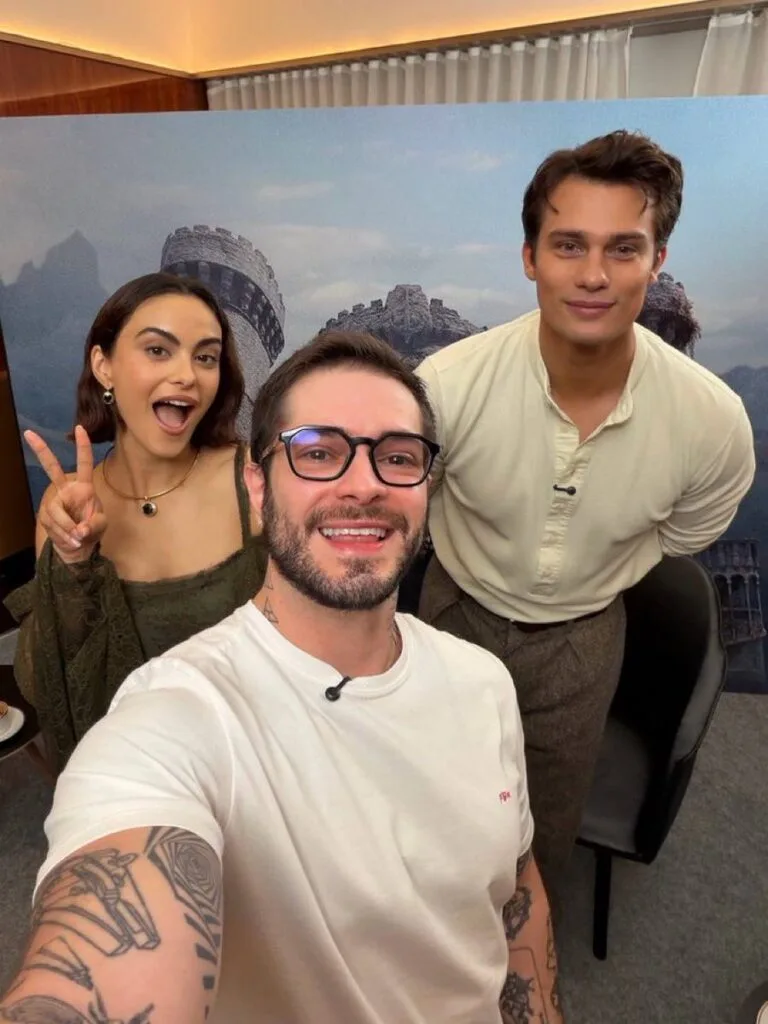 Nicholas Galitzine posing during the Masters of the Universe international press tour