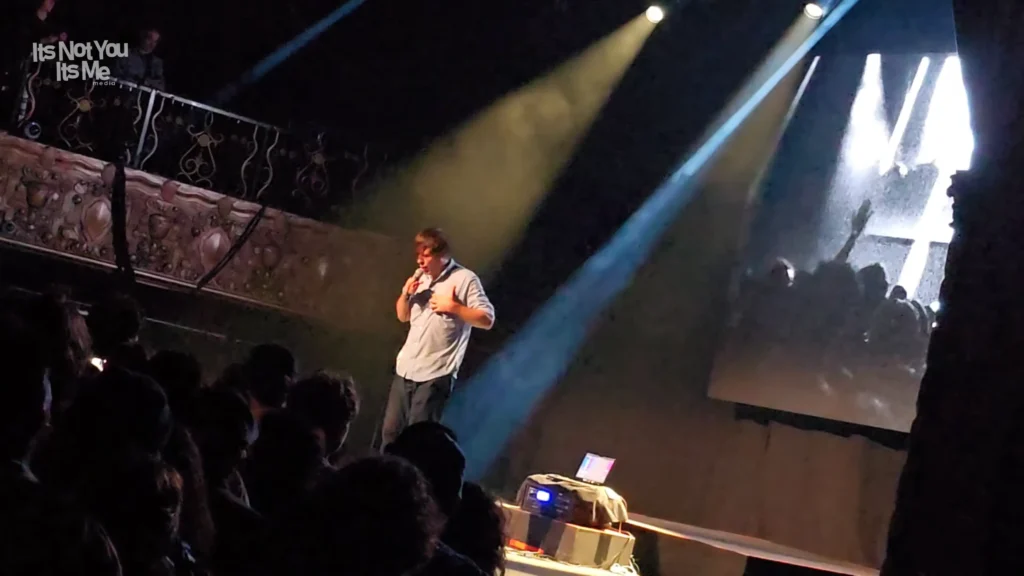 John Maus performing during his Belasco Theatre show