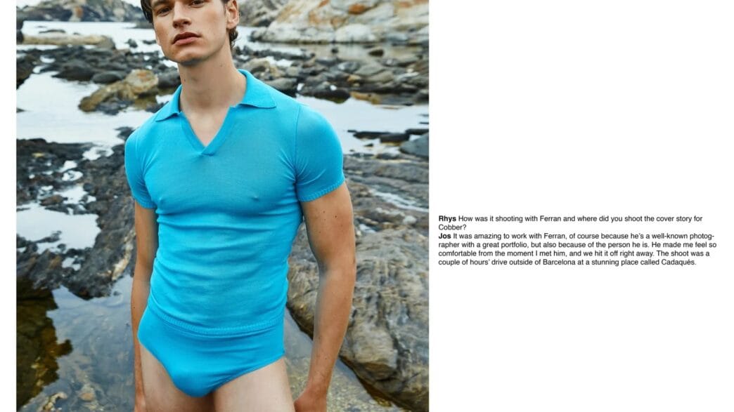 Jos Schenk photographed by Ferran Casanova in a beachside fashion editorial