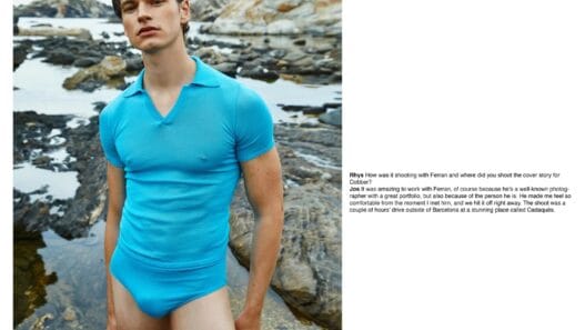 Jos Schenk photographed by Ferran Casanova in a beachside fashion editorial
