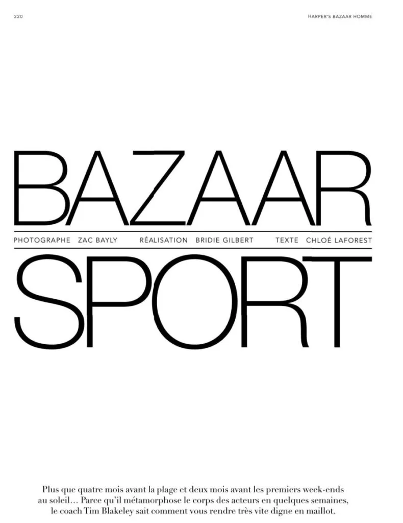 Bazaar Sport title page crediting Zac Bayly, Bridie Gilbert and Chloé Laforest