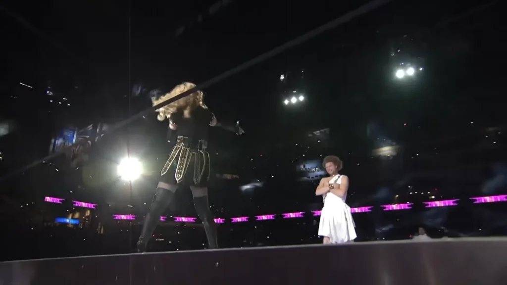 Andy Lewis performing during Madonna's 2012 Super Bowl halftime show