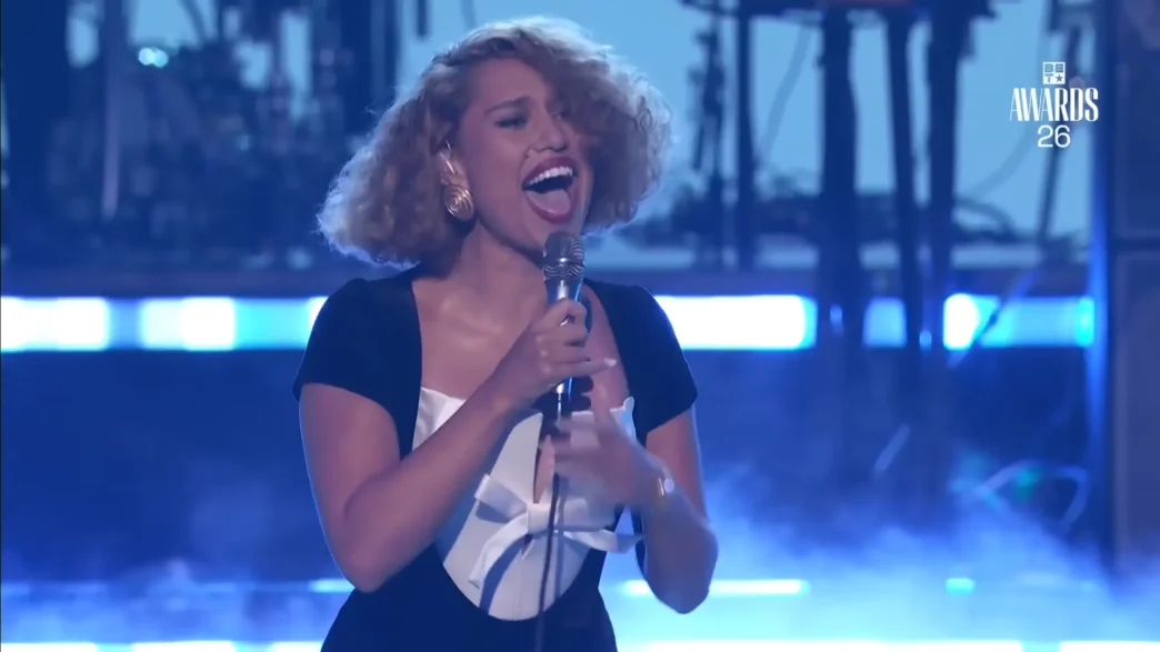 RAYE performing Nightingale Lane live at the 2026 BET Awards