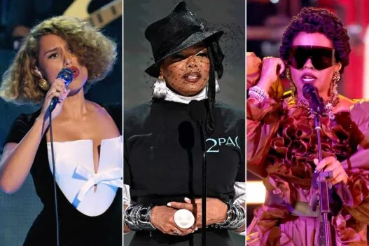 BET Awards 2026 red carpet and stage moments featuring Cardi B Janet Jackson Queen Latifah Teyana Taylor and RAYE