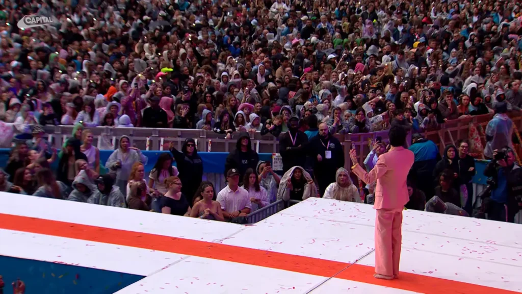 Stephen Sanchez reaching a powerful vocal moment during Be More at Wembley Stadium