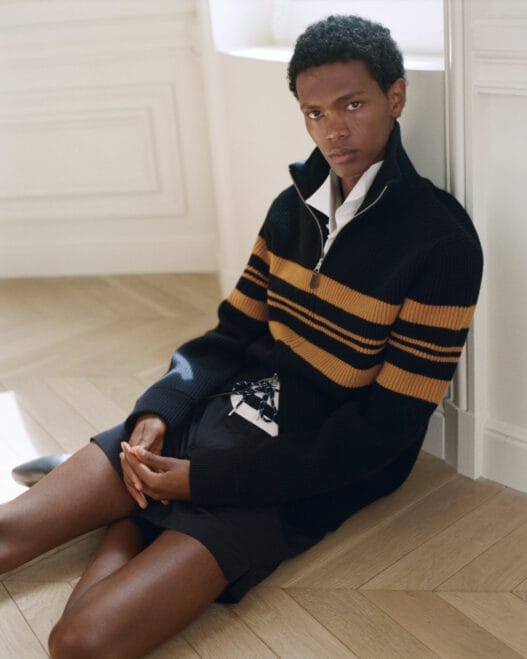 Wales Bonner Spring Summer 2027 Sun Poem lookbook look 11 photographed by Senta Simond.