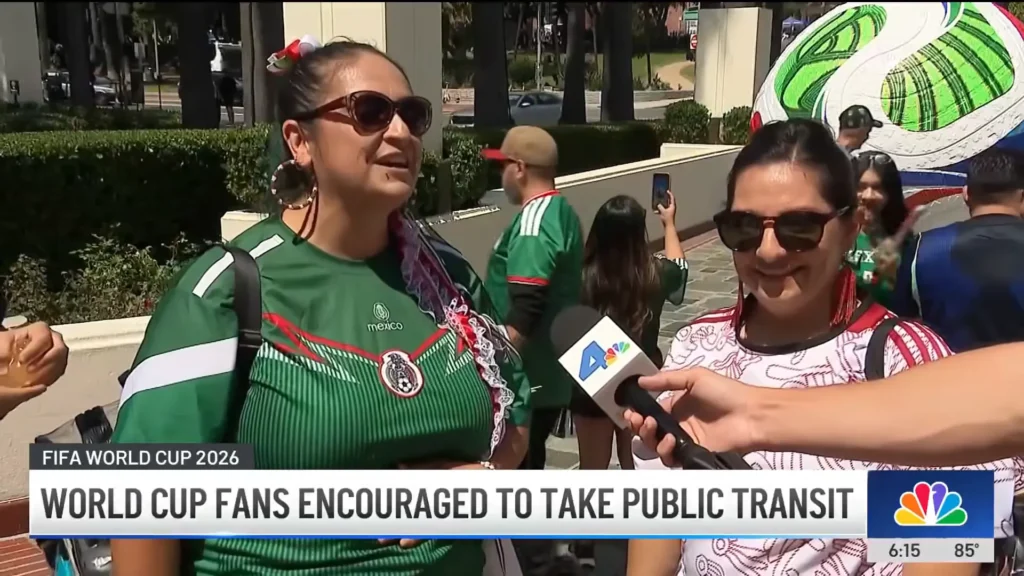 Los Angeles World Cup transportation preparations featured during an NBC Los Angeles report