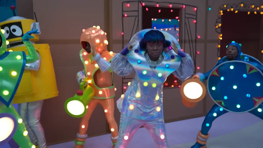 Hemlocke Springs inside the colorful Switch it On and Off musical performance