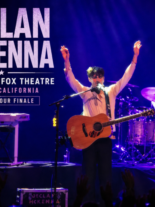 Declan McKenna performs live at the Fox Theatre in Pomona, California, closing out his 2024 US tour in front of a cheering crowd.