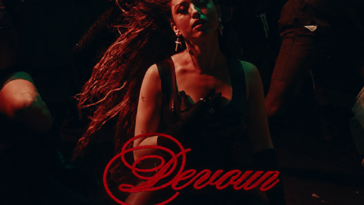 Rêve in a dark red-and-green nightclub scene with the song title “Devour” written in red script across the lower image.