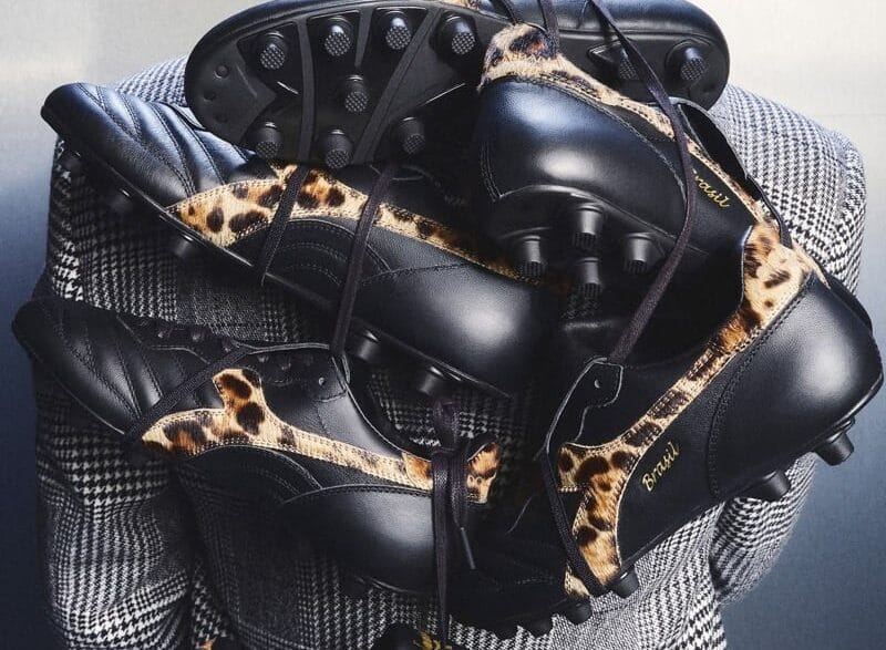 Max Knott modeling the Dolce and Gabbana x Diadora Brasil football collaboration