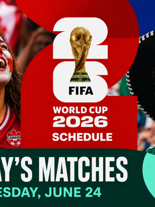 FIFA World Cup 2026 today’s matches header for Wednesday, June 24 with Canada and Mexico fans