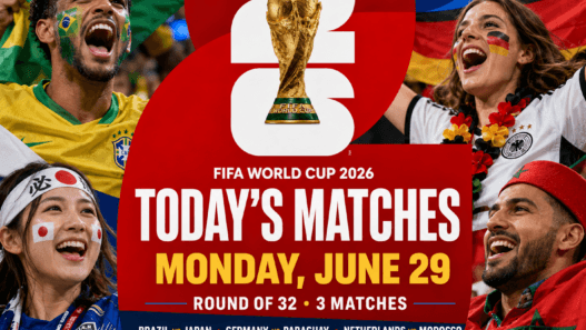FIFA World Cup 2026 today’s match graphic for Sunday, June 28 featuring South Africa vs Canada in the Round of 32