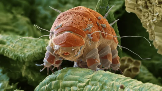 Highly magnified tardigrade also known as a water bear or moss piglet
