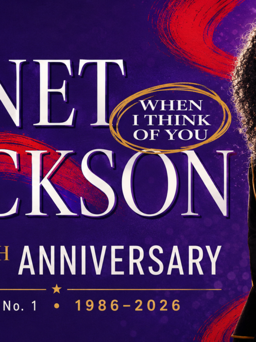 Janet Jackson in a colorful “When I Think of You” 40th anniversary tribute image