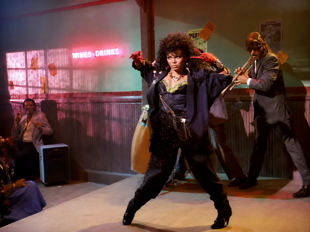 Janet Jackson strikes a dance pose in a restored frame from When I Think of You