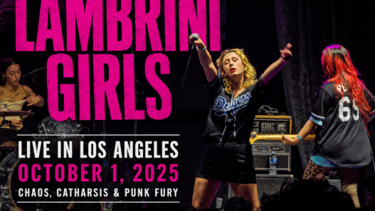 Lambrini Girls perform live in Los Angeles on October 1, 2025, delivering a chaotic, cathartic punk set filled with queer rage, feminist fire, and guitar feedback.