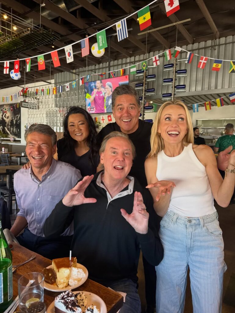 Mark Kriski with KTLA Morning News crew including Jessica Holmes, Eric Spillman, Ginger Chan and Frank Buckley.