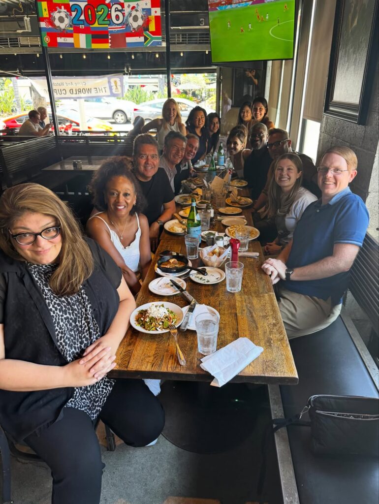 KTLA staff and friends gathered for Mark Kriski’s birthday lunch.