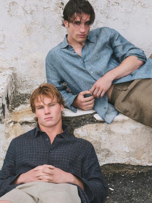 Henry Rank and Max Knott wearing Massimo Dutti Summer 2026 looks in Lanzarote