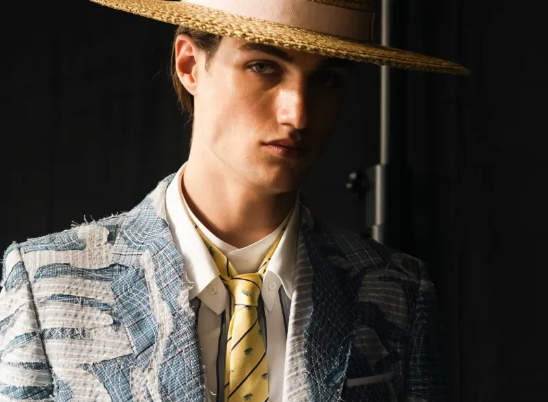 Thom Browne Spring 2027 menswear look shown at Palazzo Serbelloni during Milan Fashion Week.