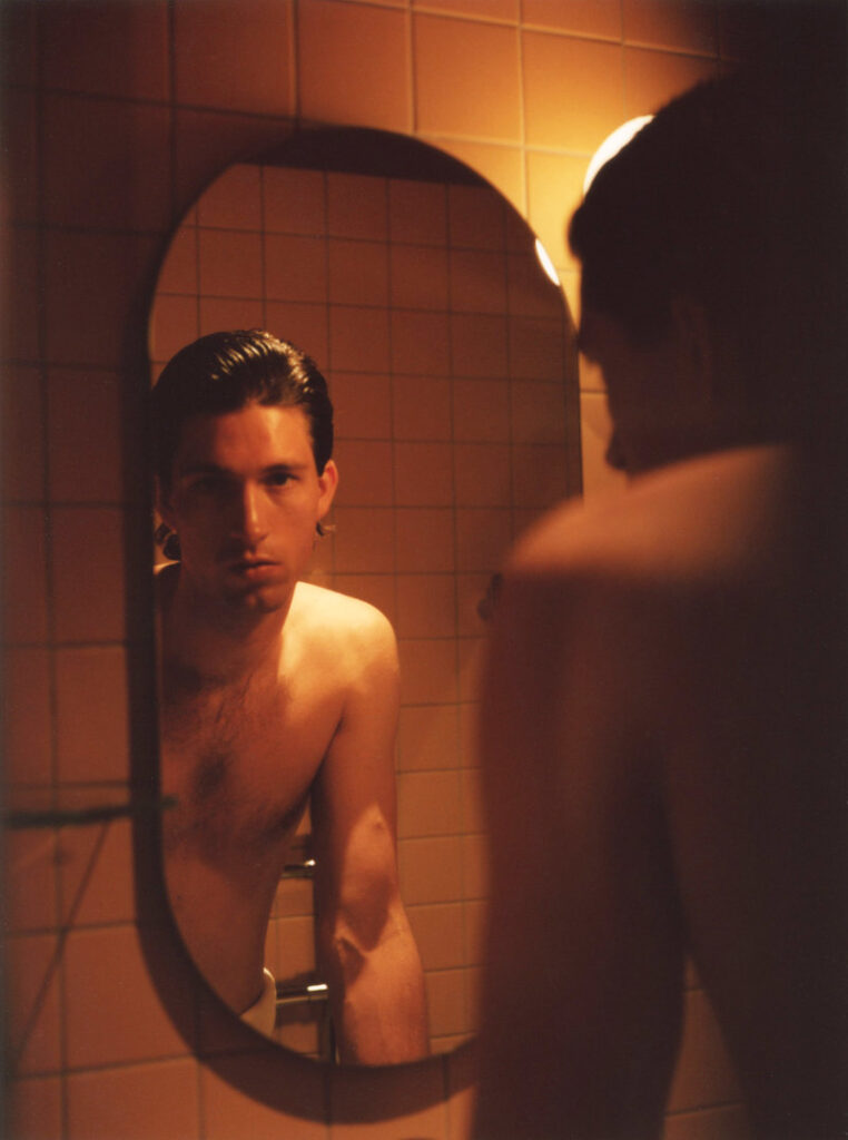 Timothy Li Series 3 look shown inside an apartment inspired by shared domestic life