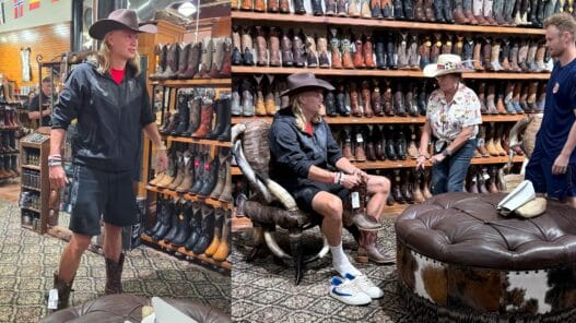 Erling Haaland smiles during a Dallas Western wear stop while in Texas for the 2026 World Cup
