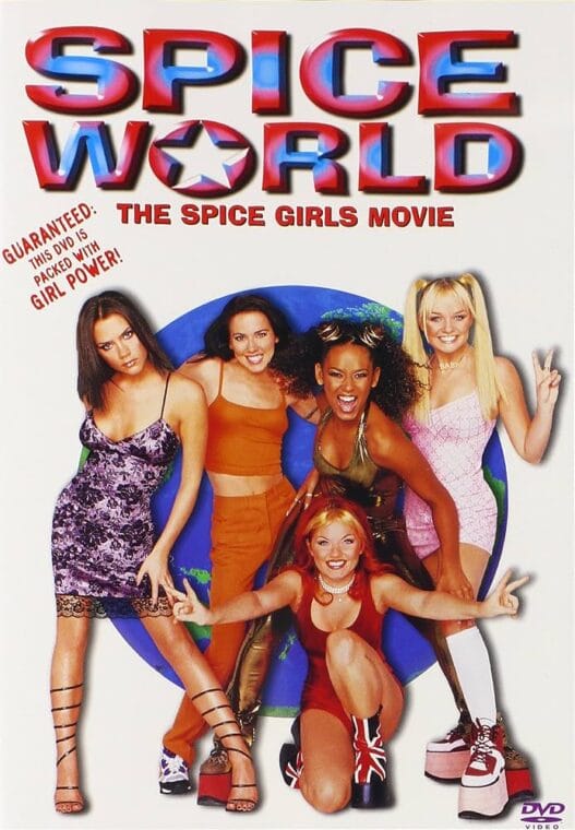 The Spice Girls appear on the Spice World movie artwork for the 1997 cult-classic film.