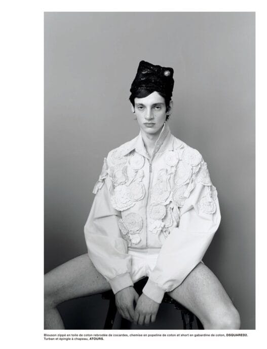 Model Adrian Timmermanns poses in Spleen et idéal for Numéro Homme photographed by Thomas Hauser.