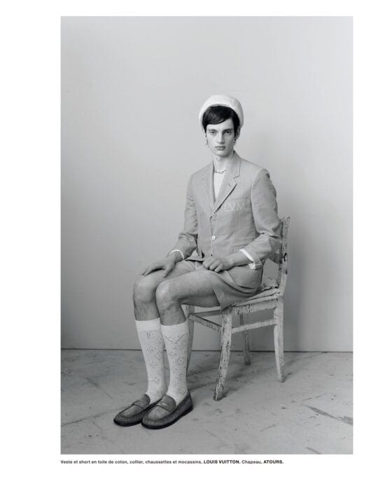 Adrian Timmermanns models romantic menswear in the Numéro Homme Spleen et idéal editorial.
