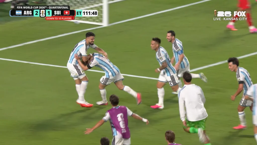 Argentina and Switzerland players during the FIFA World Cup 2026 quarterfinal highlights.