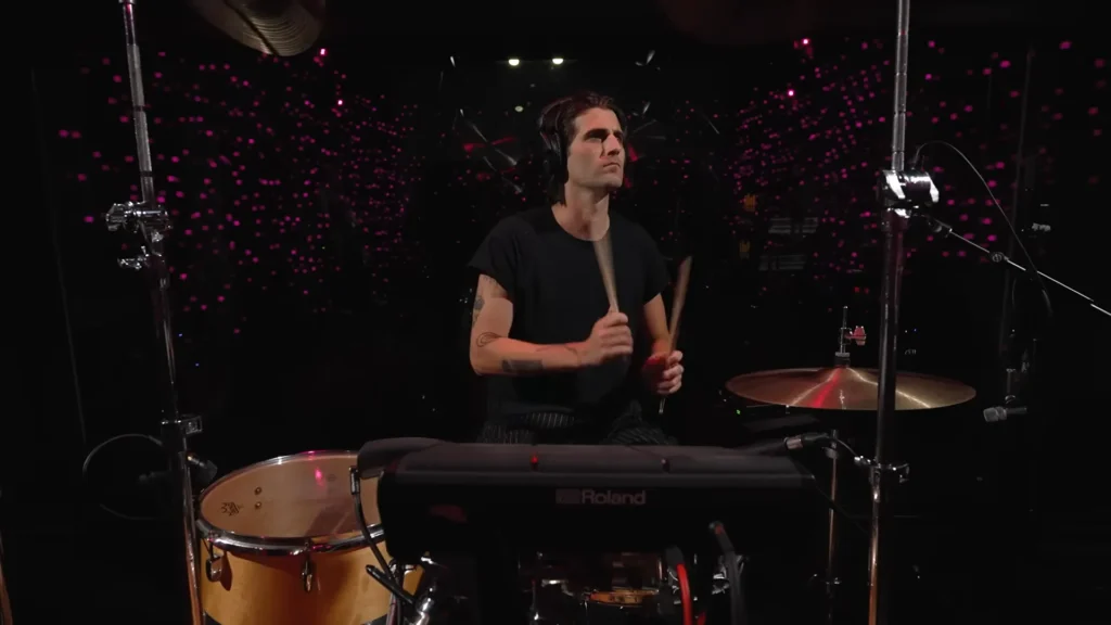 Izzy Glaudini and Halle Gaines perform together during Automatic’s KEXP set