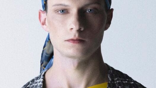Model Ben Ryan posing in David Sierra’s QUE3R menswear editorial