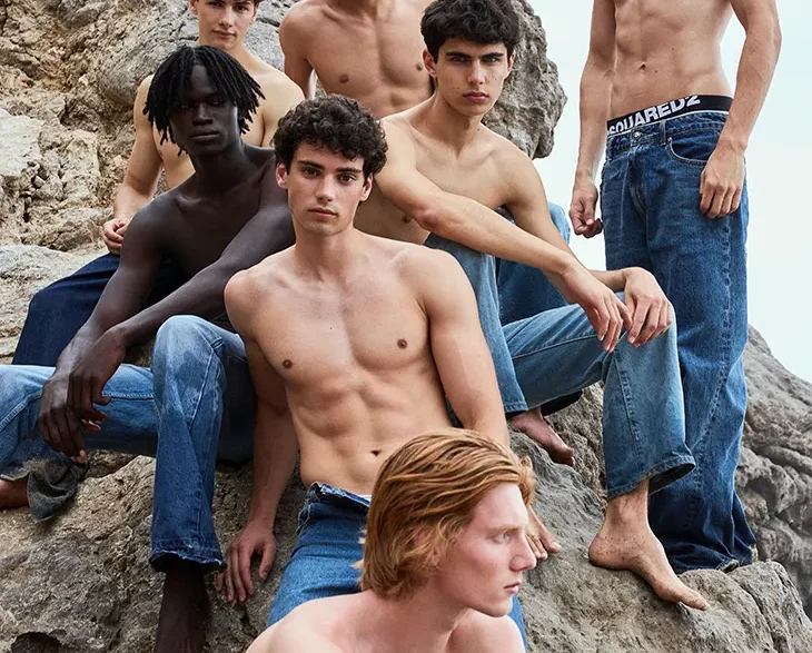 MMSCENE Boys of Summer July editorial photographed by Alejandro Ramirez with seven male models in a cinematic beach menswear story.