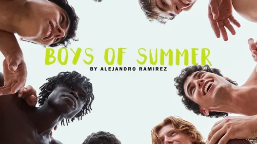 MMSCENE Magazine Boys of Summer July digital cover photographed by Alejandro Ramirez with seven models in a cinematic beach fashion story.