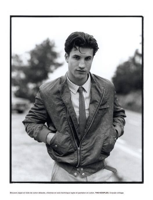 Max Knott models relaxed spring menswear in the L’échappée belle fashion story for Numéro Homme.