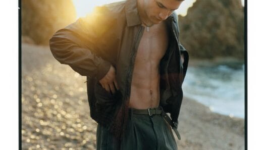British model Max Knott poses in L’échappée belle for Numéro Homme, photographed by James Harvey-Kelly.