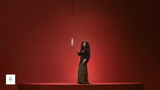 Chaka Khan delivering the opening verse of Through the Fire on the COLORS stage