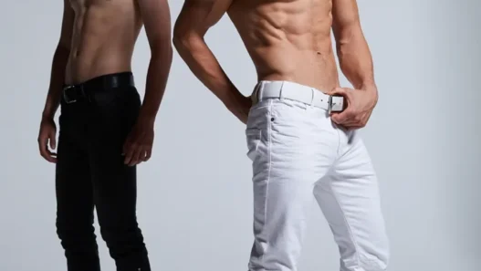 Model wears a Christophe Decarnin x BOND limited Japanese denim look in the campaign imagery.