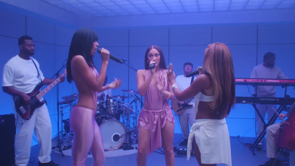 A close performance moment from FLO singing Leak It live at Vevo Studios