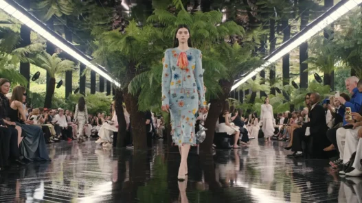 A model walks the Dior Fall Winter 2026-2027 Haute Couture runway in a sculptural Jonathan Anderson look.