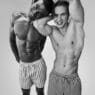 Six male models posing in Ferran Casanova’s “Play” editorial for Numéro Homme Switzerland
